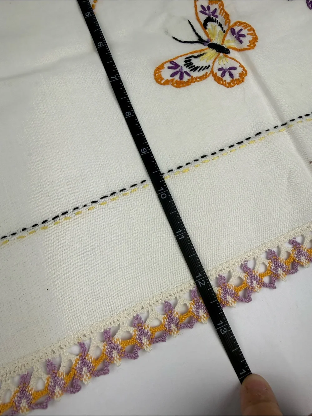 VTG Hand-Embroidered Dress Scarf and Doily Floral Butterfly SEE ALL.